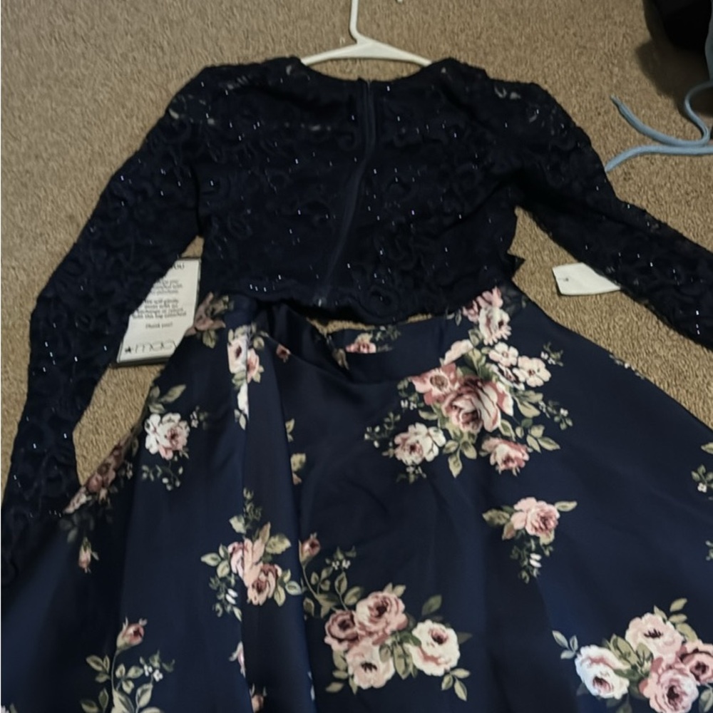 Macy's Navy and Pink Floral Dress